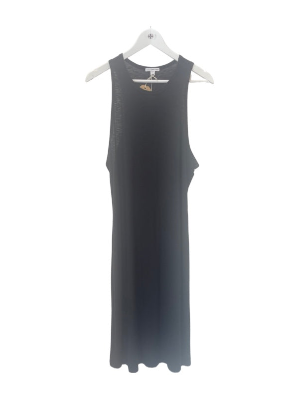 black sleeveless a line dress jersey cotton to the knee