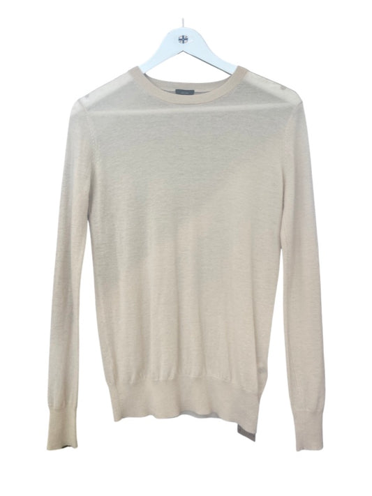 Ladies fine cashmere round neck jumper butter colour