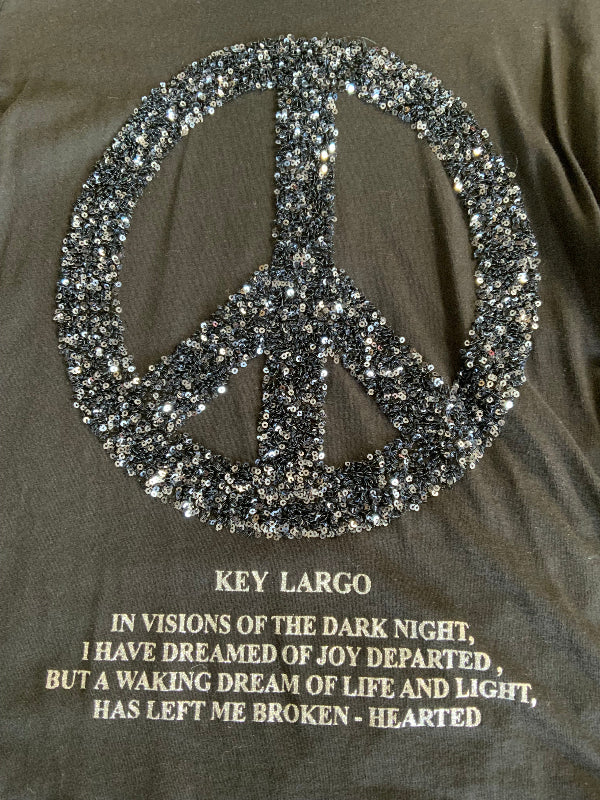 Key Largo Deluxe T Shirt with Sparkle Peace Sign
