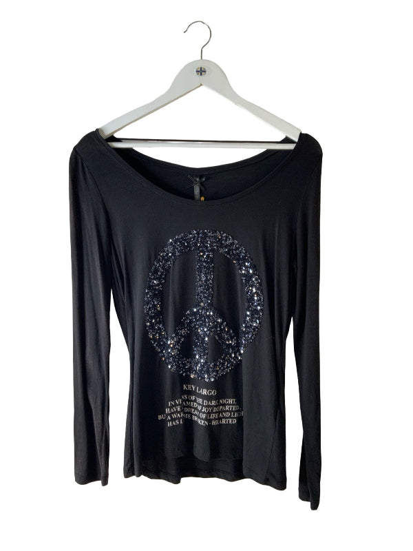 Key Largo Deluxe T Shirt with Sparkle Peace Sign