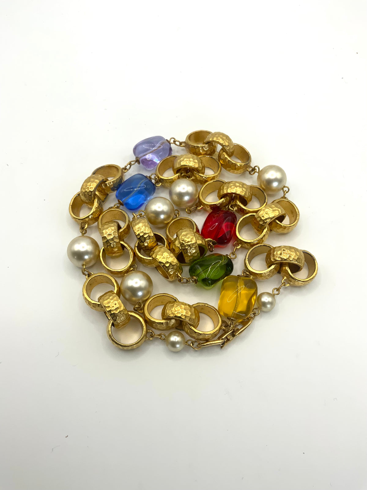 Napier Signed Multi Coloured Glass & Gold Necklace