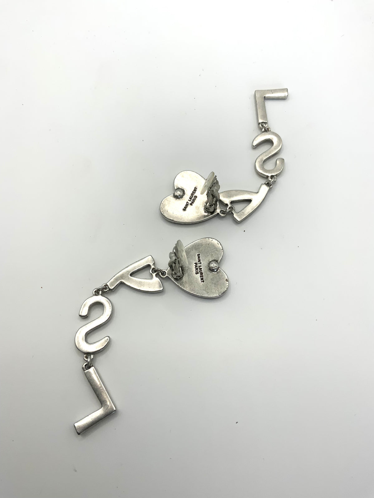 YSL Heart Dangle Clip Earrings