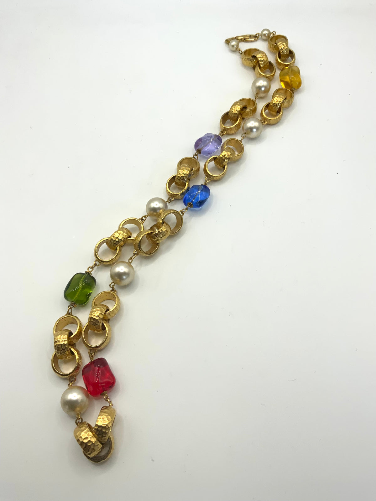Napier Signed Multi Coloured Glass & Gold Necklace