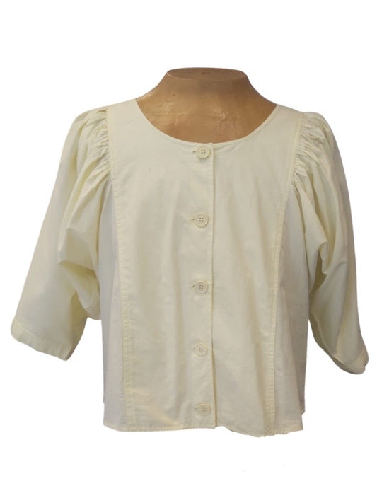 Yellow cotton blouse with puffed sleeve