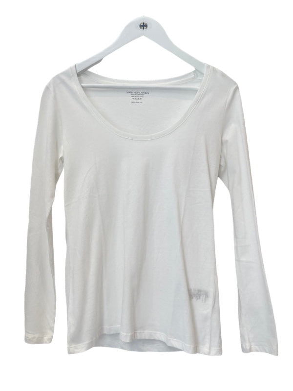Luxury cotton long sleeve t shirt boat neck white