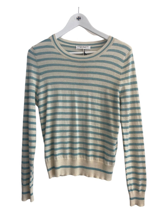 Breton Stripe jumper front with green horizontal stripe