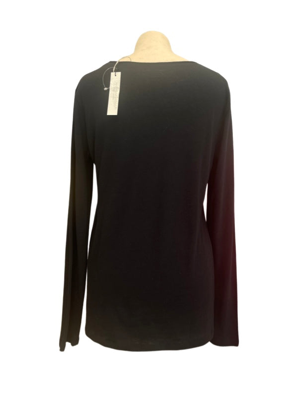 Long sleeve black cotton cashmere t shirt back with tags