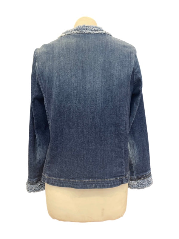 Cropped stretch denim jacket back