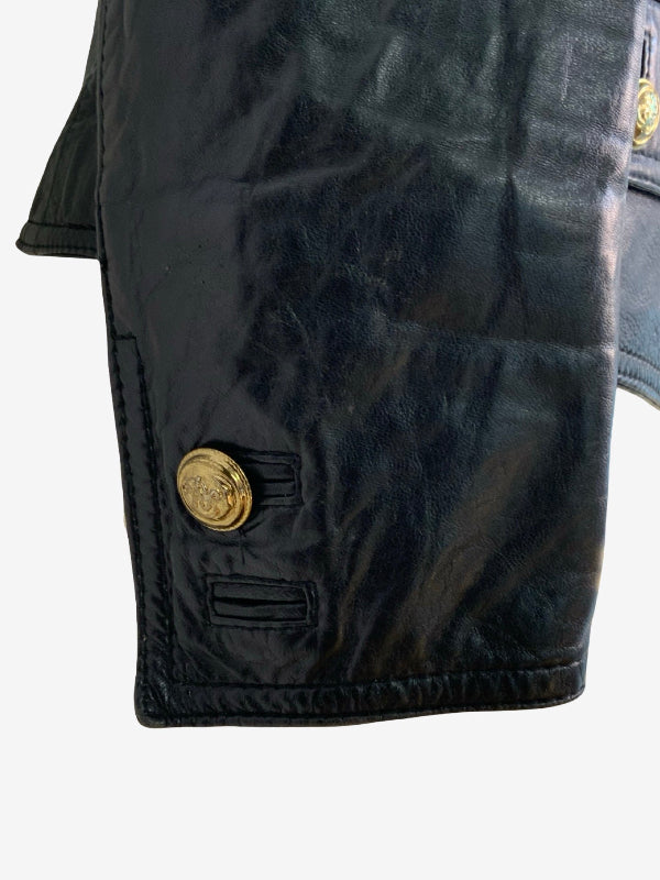 Military Style Vintage Leather Blazer