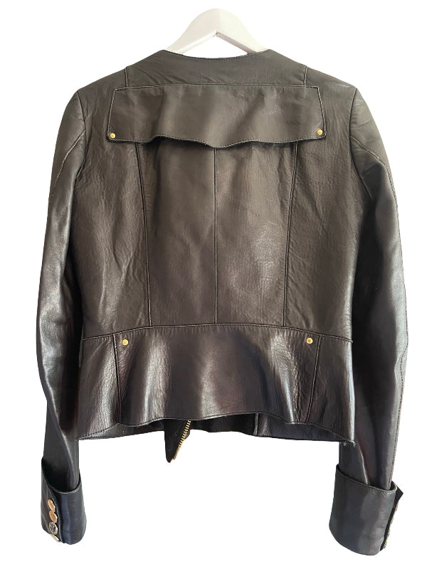 Pierre Balmain Leather Jacket Gold Hardware