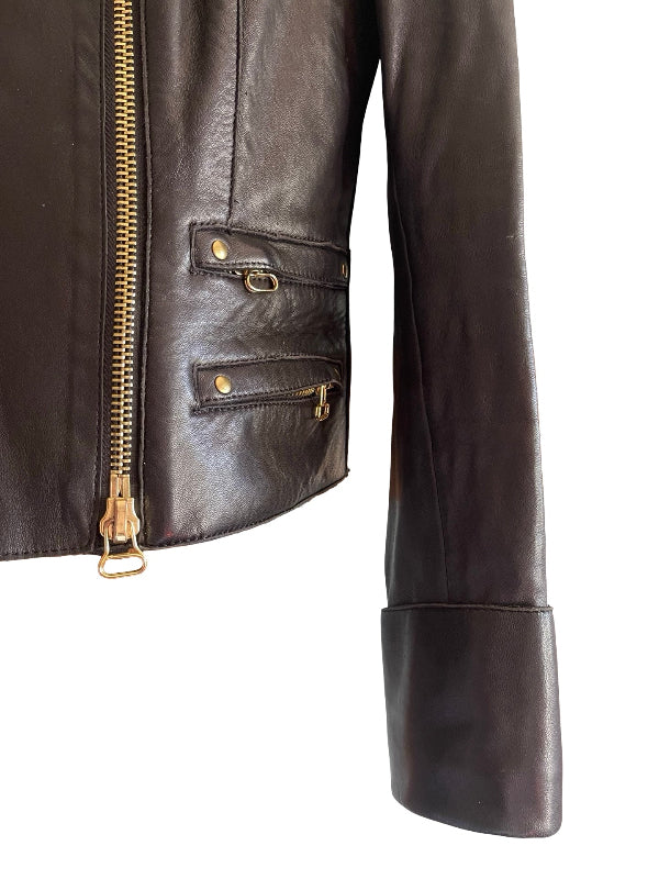 Pierre Balmain Leather Jacket Gold Hardware