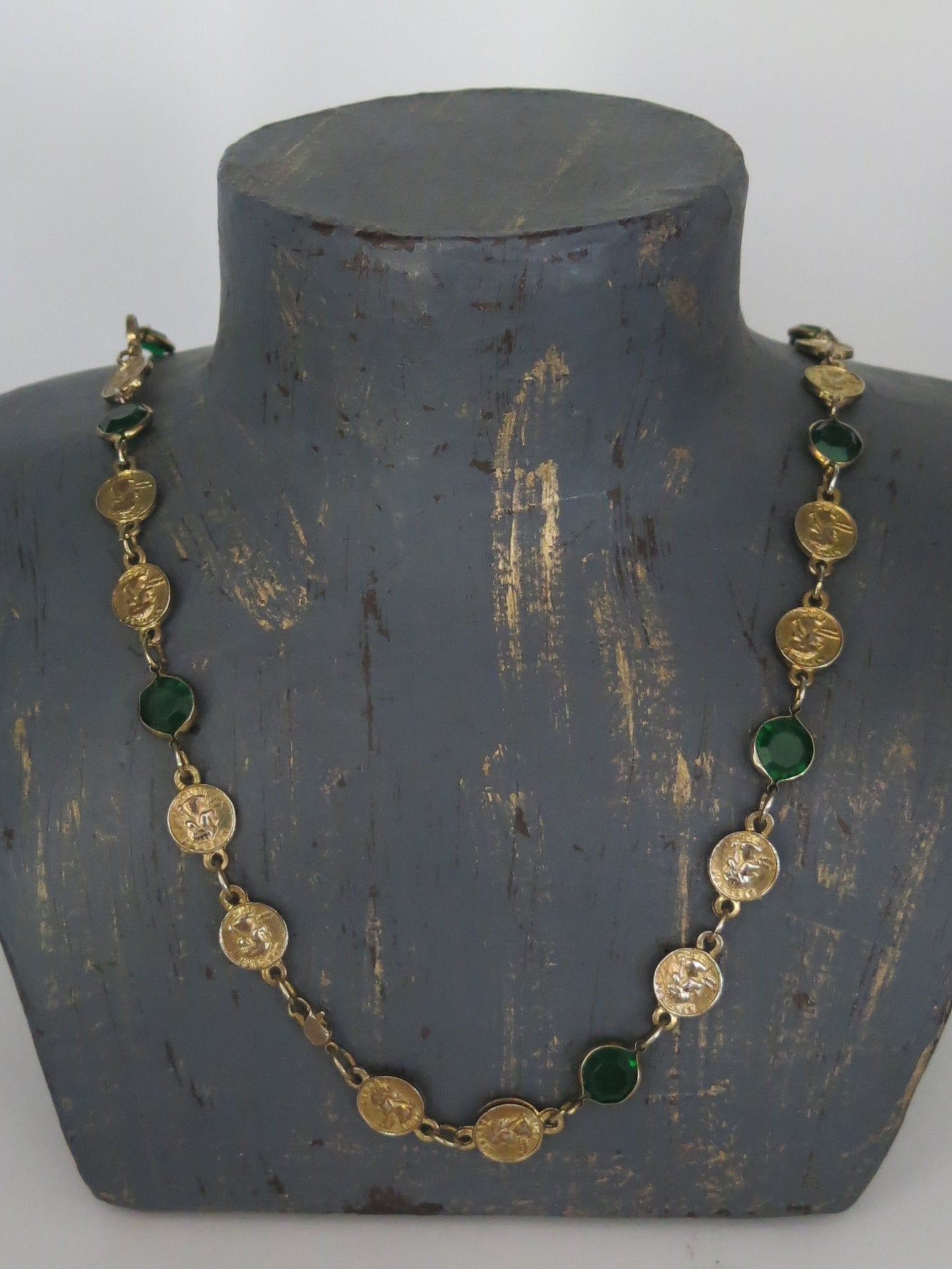 Renaissance Coin Emerald Bezel Necklace