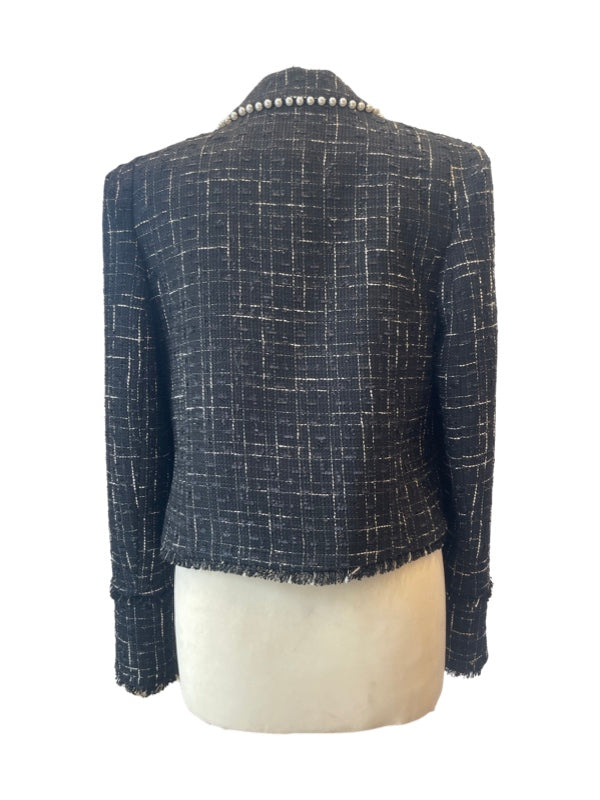 Back of tweed jacket black and white check