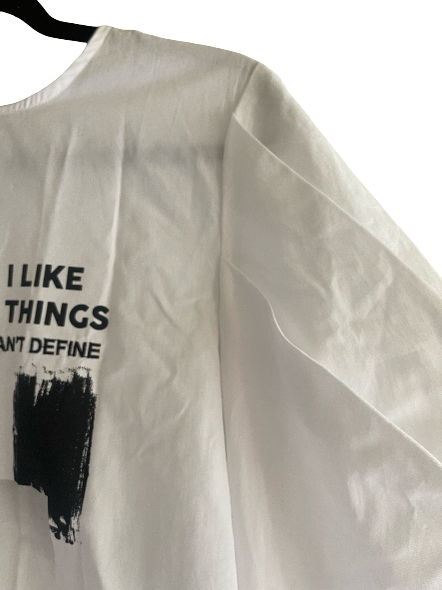 Stradivarius White Cotton Long Sleeve Message Top