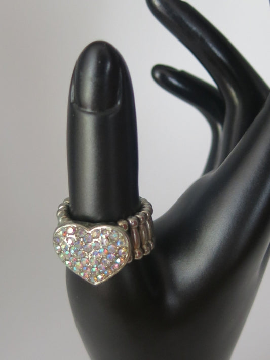 Stretchy Crystal Heart Ring