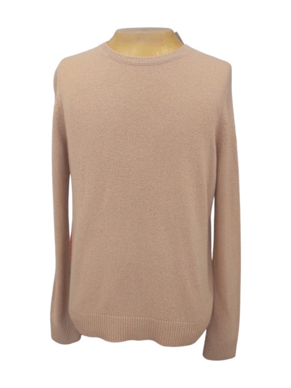 Soft long sleeve cashmere jumper round neck taupe 