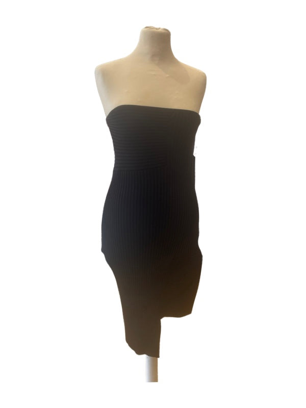 Yves Saint Laurent designer dress black tight short strapless