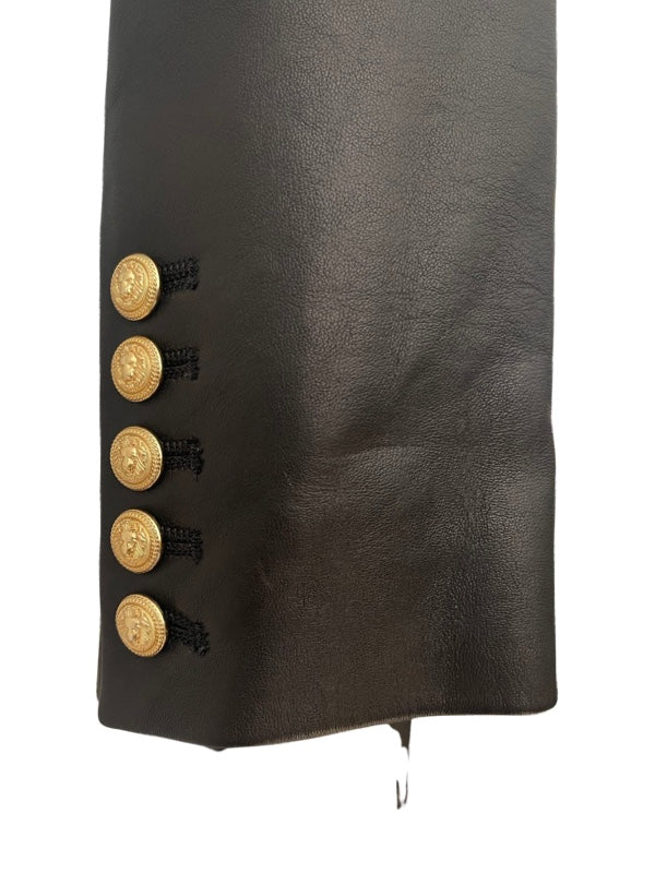Balmain Leather Coat Gold Hardware