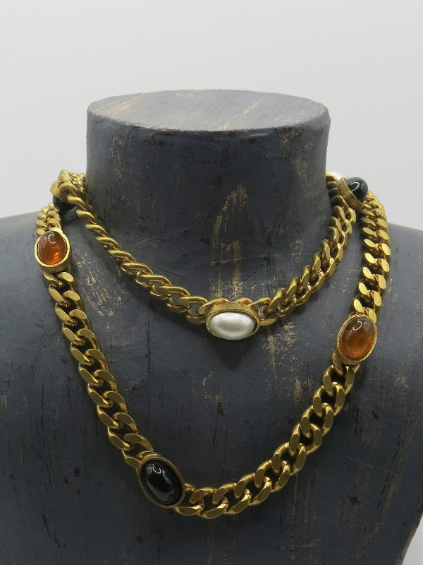 Chain Cabachon Necklace 1970s