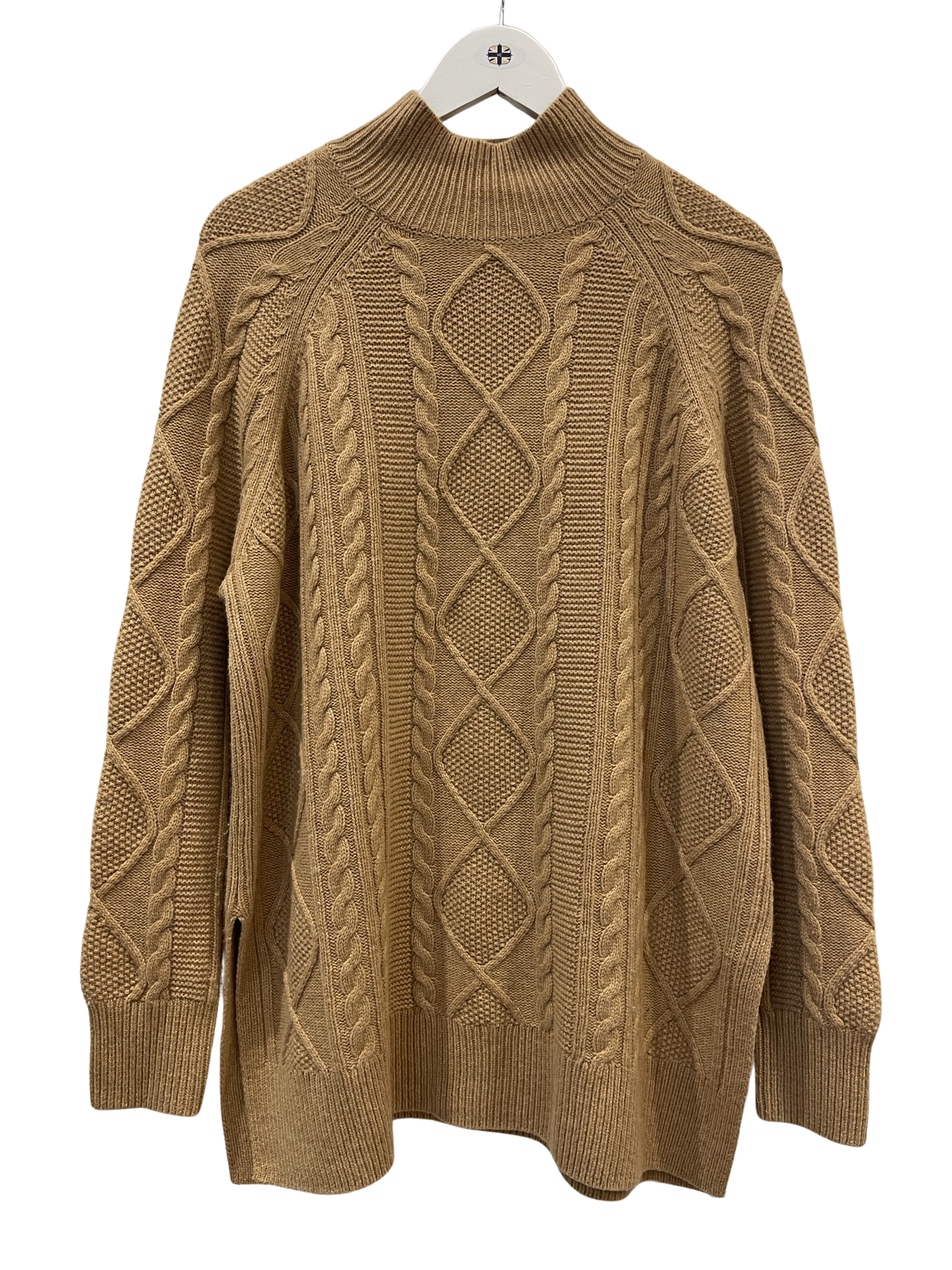 Reiss Nina Cashmere Blend Cable Sweater Camel