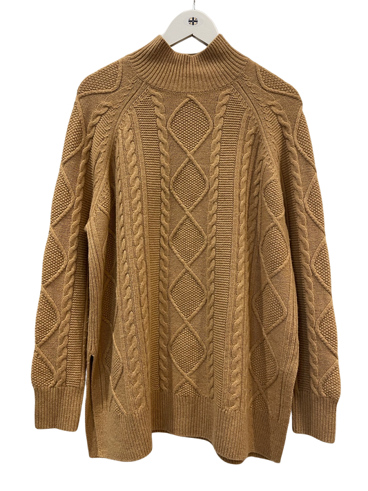 Reiss Nina Cashmere Blend Cable Sweater Camel