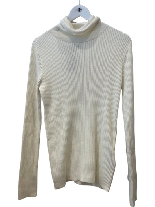 Reiss Sofia Ribbed Roll Neck Jumper Cream