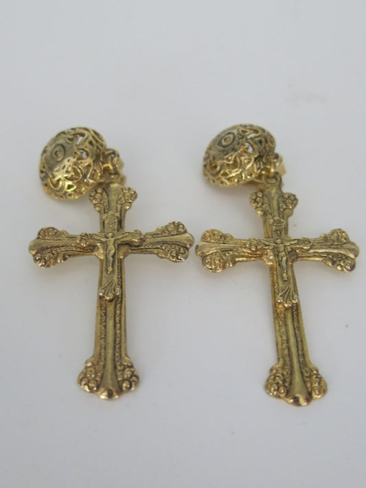 Bold Cross Clip Earrings