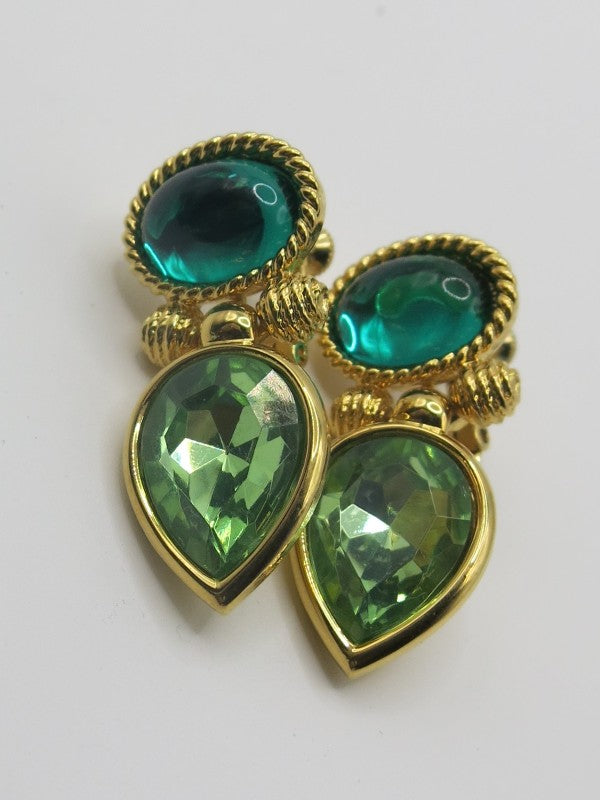 Napier Vintage Emerald Bezel Earrings