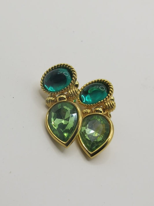 Napier Vintage Emerald Bezel Earrings
