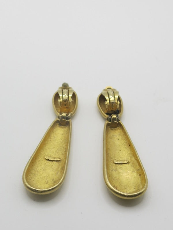 Erwin Pearl Gold Drop Hinged Ingot Clip On Earrings