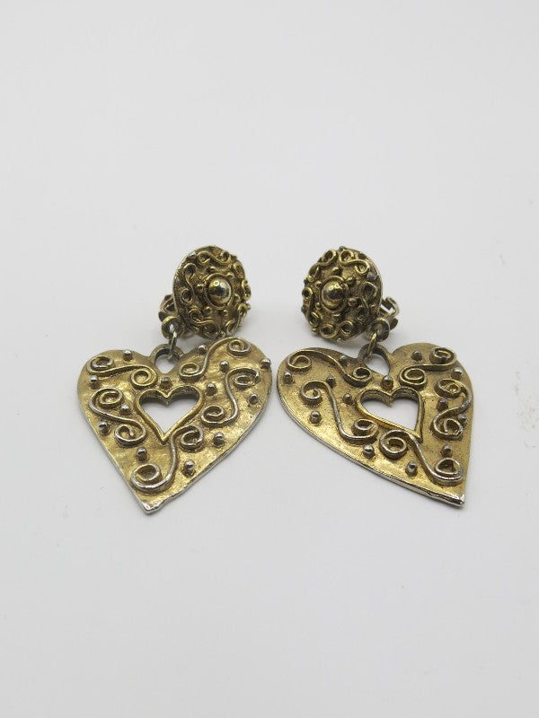 Gold Tone Heart Earrings