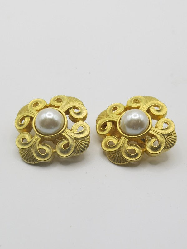 Faux Pearl Vintage Gold Earrings