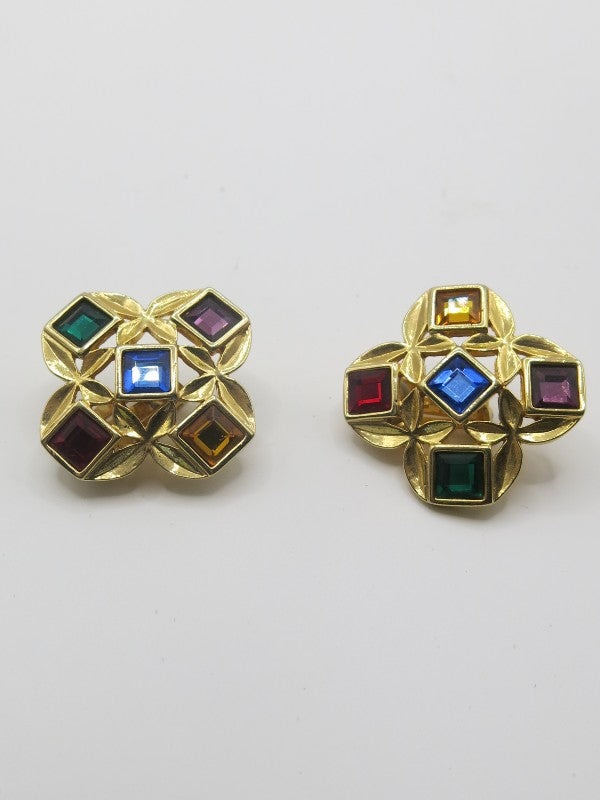 Multi Coloured Vintage Clip Earrings