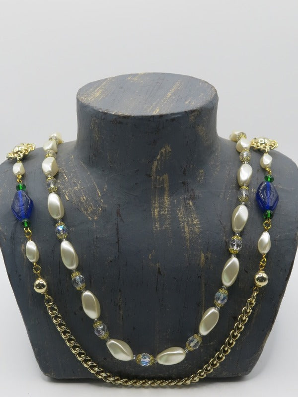 Park Lane Pearl, Crystal and Cabochon chain necklace