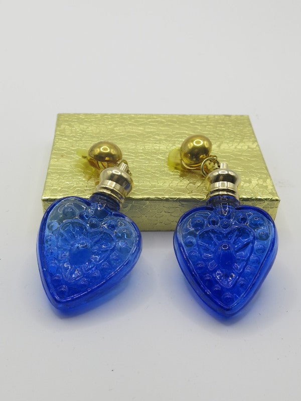 Perfume Bottle Blue Glass Earrings