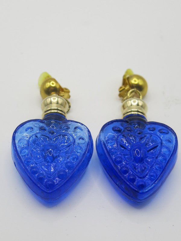 Perfume Bottle Blue Glass Earrings
