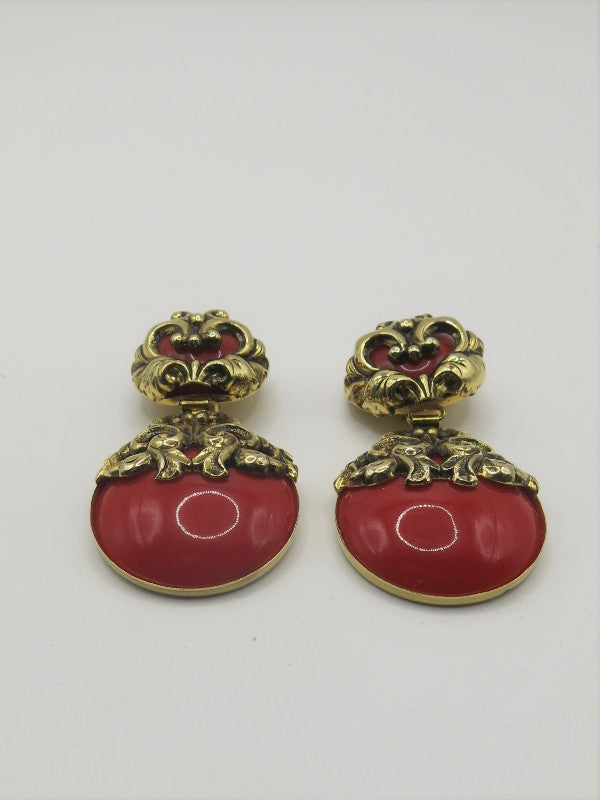 Red and Gold Vintage Earrings