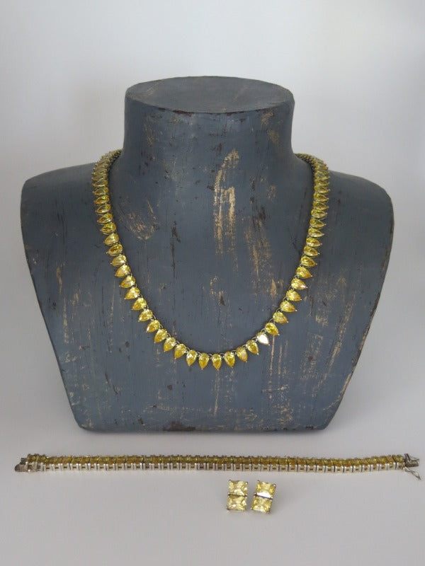 Suzanne Somers Citrine Necklace, Bracelet and Earrings Set