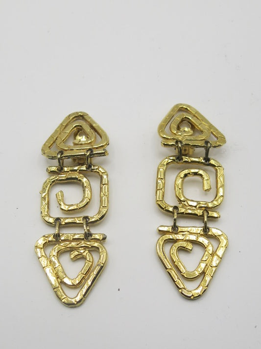 G Gold Drop Clip On Earrings