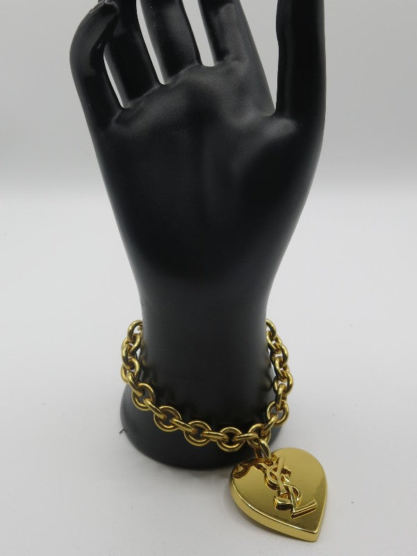 SAINT LAURENT Brass Monogram Medium Cuff Bracelet Gold 1316774 |  FASHIONPHILE