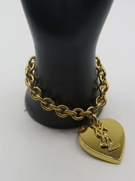 YSL Gold Heart Charm Bracelet