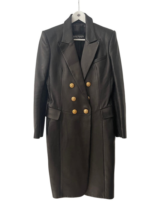 Balmain Leather Coat Gold Hardware