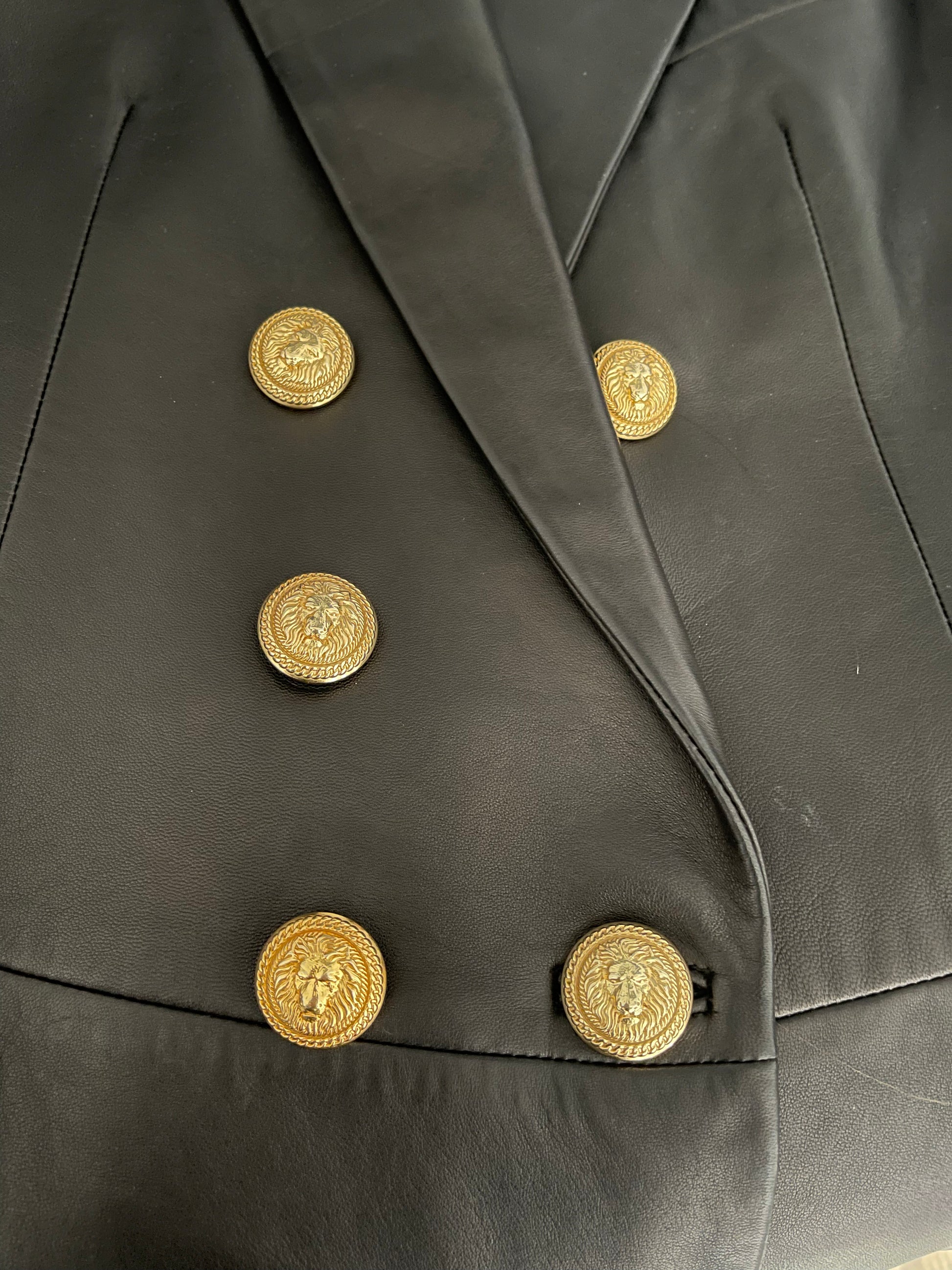 Balmain Leather Coat Gold Hardware