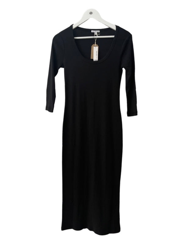 James perse black cotton ribbed jersey dress