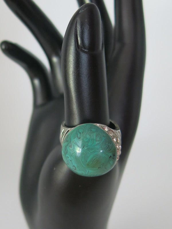 Jade Malachite Diamante Ring